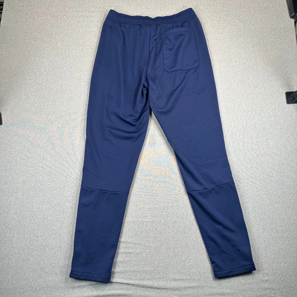 Adidas Track Pants Mens M Navy Blue Tapered Ankle Zip Athletic Training Joggers